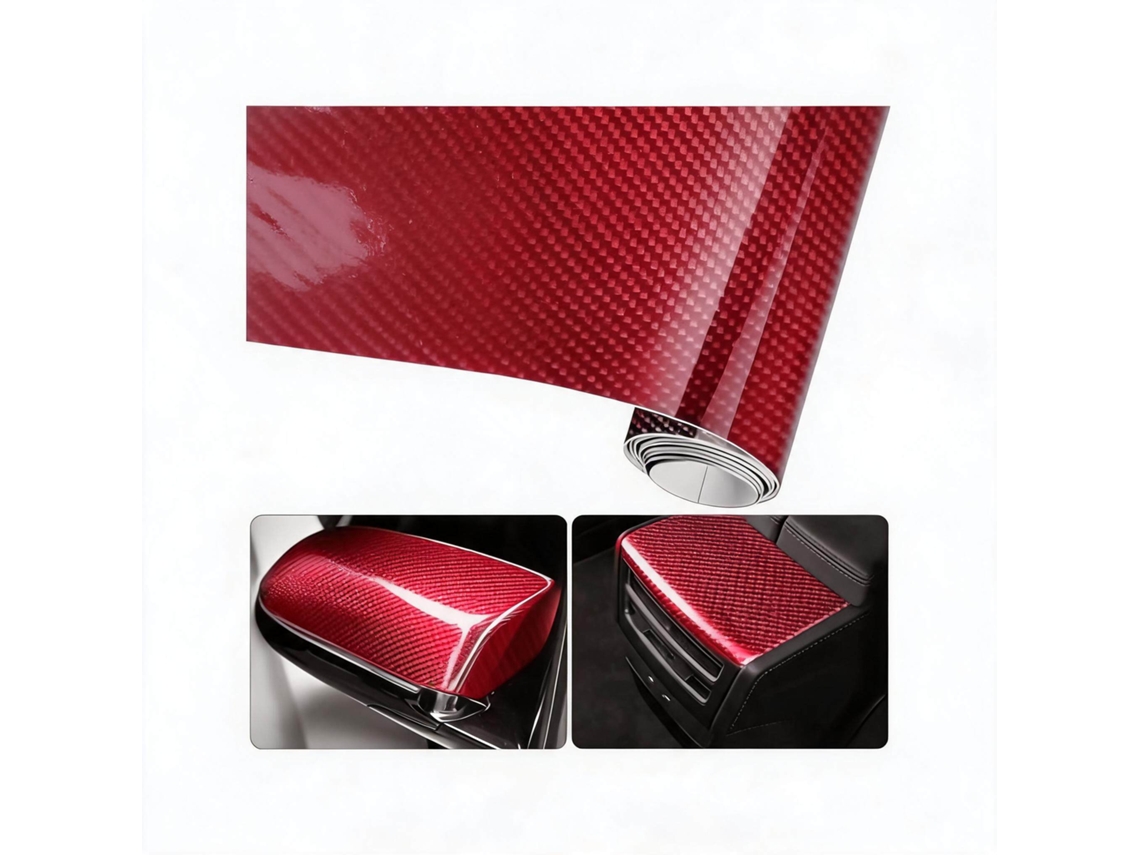 Película adhesiva de PVC impermeable 6D para coches, 30x100 cm, para motocicletas y automóviles, HENTEN HOME, Rojo