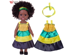 Muñeca Negra De 35,5 Cm, Peinado Afro, Figura De Vinilo, Juguete Reconfortante.