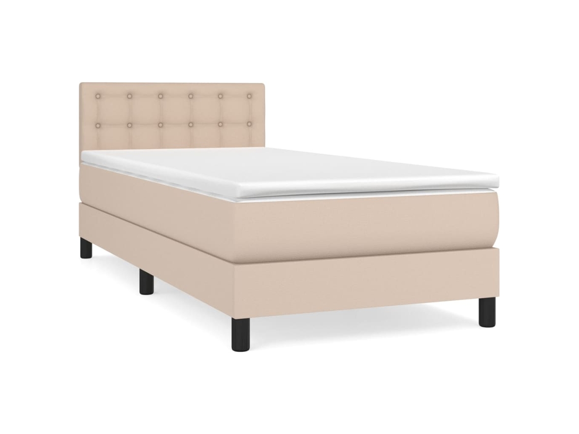 Cama Con Somier VIDAXL Marrón Cuero artificial (90x200 cm)