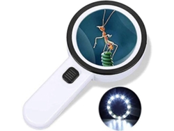 Lupa Com Luz, 30x De Magnificação, Lupa Para Leitura Iluminada Com 12 Leds, Lupa Grande Manual Com Luz Para Idosos