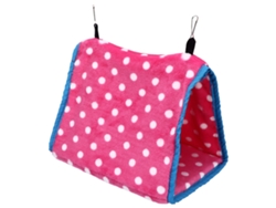 Cama Redonda Plegable De Franela Suave Con Ganchos Para Loros, Hámsteres Y Ardillas - Rosa