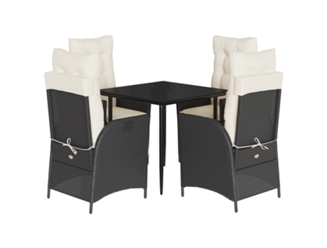 Conjunto 5 de muebles jardín VIDAXL con cojines ratán sintético negro