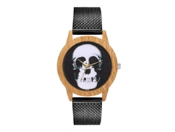 Reloj De Cuarzo Con Correa De Malla De Silicona Patrón Esqueleto Humano Para Niños Y Niñas (negro)