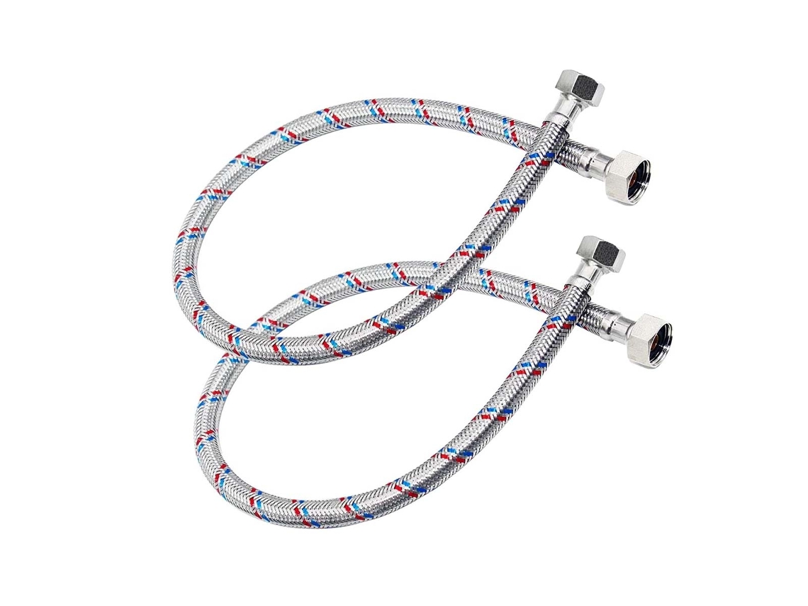 Manguera flexible trenzada Avizar de 40 cm para conexiones sanitarias F1/2 F1/2 gris