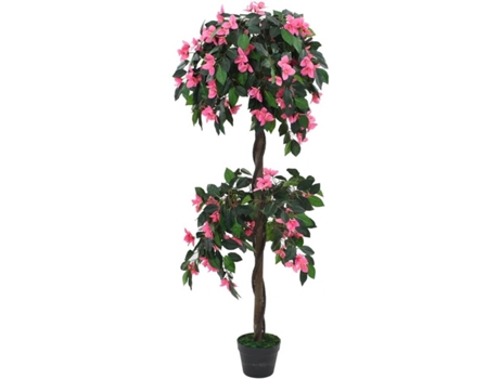 vidaXL Planta artificial azalea con maceta 155 cm verde y rosa