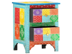 Maison Exclusive - Mesita De Noche Pintada A Mano Madera Maciza Mango 40x30x50 Cm