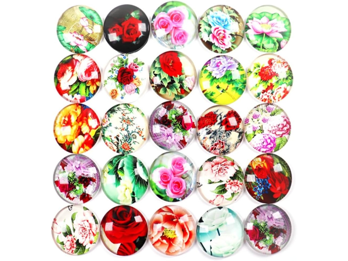 50 pegatinas redondas para vidrio 20 5 con estampado floral transparente Accesorios de decoración Manualidades DIY Apliques GOKOCO