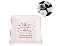 EIOORORRIY Prato Decorativo Em Cerâmica Para Bijuterias, Presente Para Mãe, Prato Quadrado Com Borda Dourada Para Aniversário Do Solo Uo Dia Das Mães