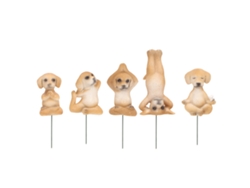Estatua De Cachorro De Jardín Pintada A Mano, 5 Poses Diferentes, Resina Impermeable.
