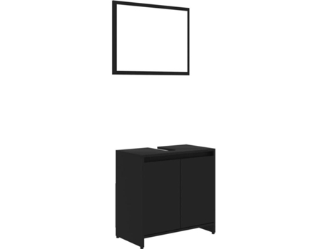 vidaXL Conjunto de muebles de baño madera contrachapada negro