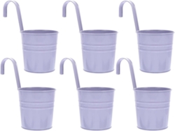 Juego de 6 macetas colgantes de metal resistente con ganchos extraíbles para balcón, Ja
