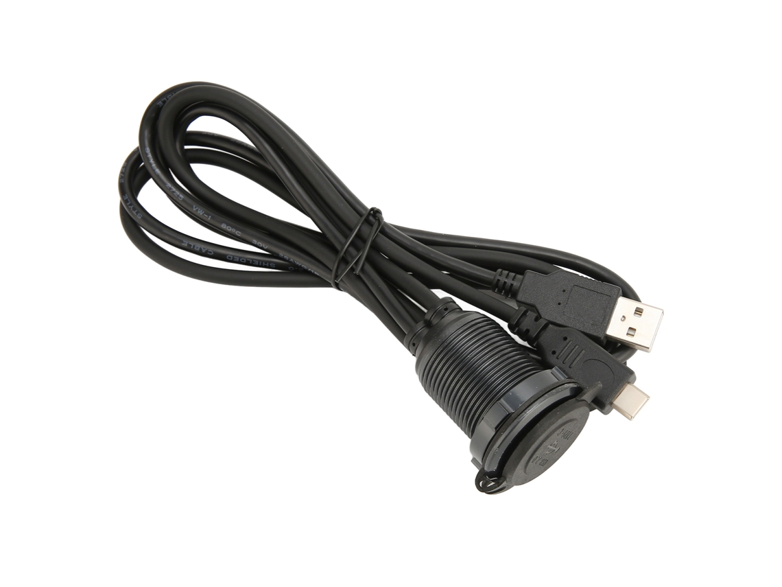 Cable Para Montaje En Panel Con 2 Puertos Usb 2.0 Y Usb Tipo-c Para Coche, Moto, Barco Con Luz Led, 1 M