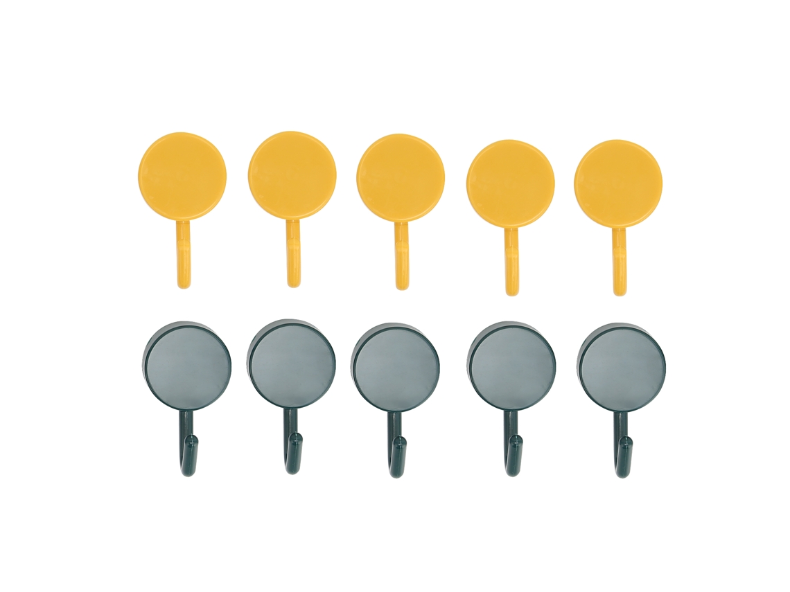 10 ganchos adhesivos transparentes, sin costuras e impermeables para pared, color verde y amarillo, para colgar objetos de Albornoces.