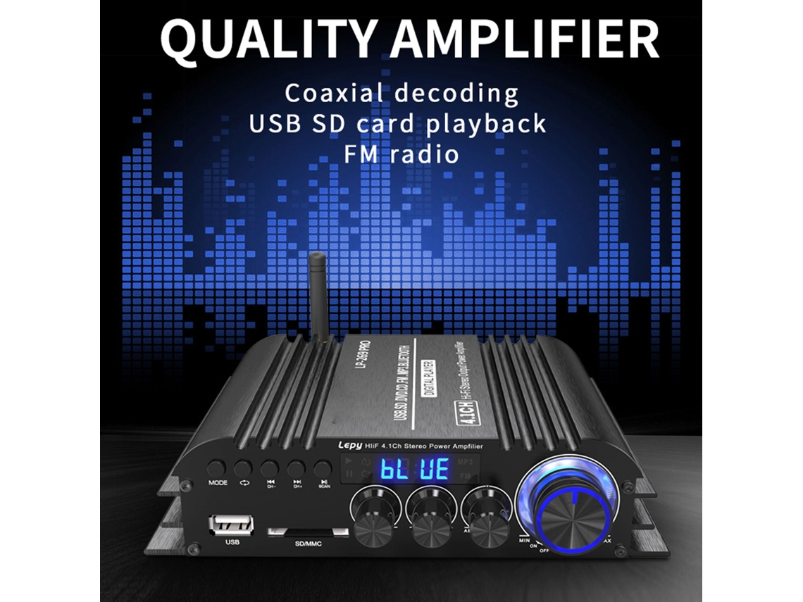 Amplificador Estéreo Hifi Bluetooth 5.0 De 4.1 Canales Con Control Remoto, Reproducción Múltiple, 100-240 V, Enchufe Europeo.
