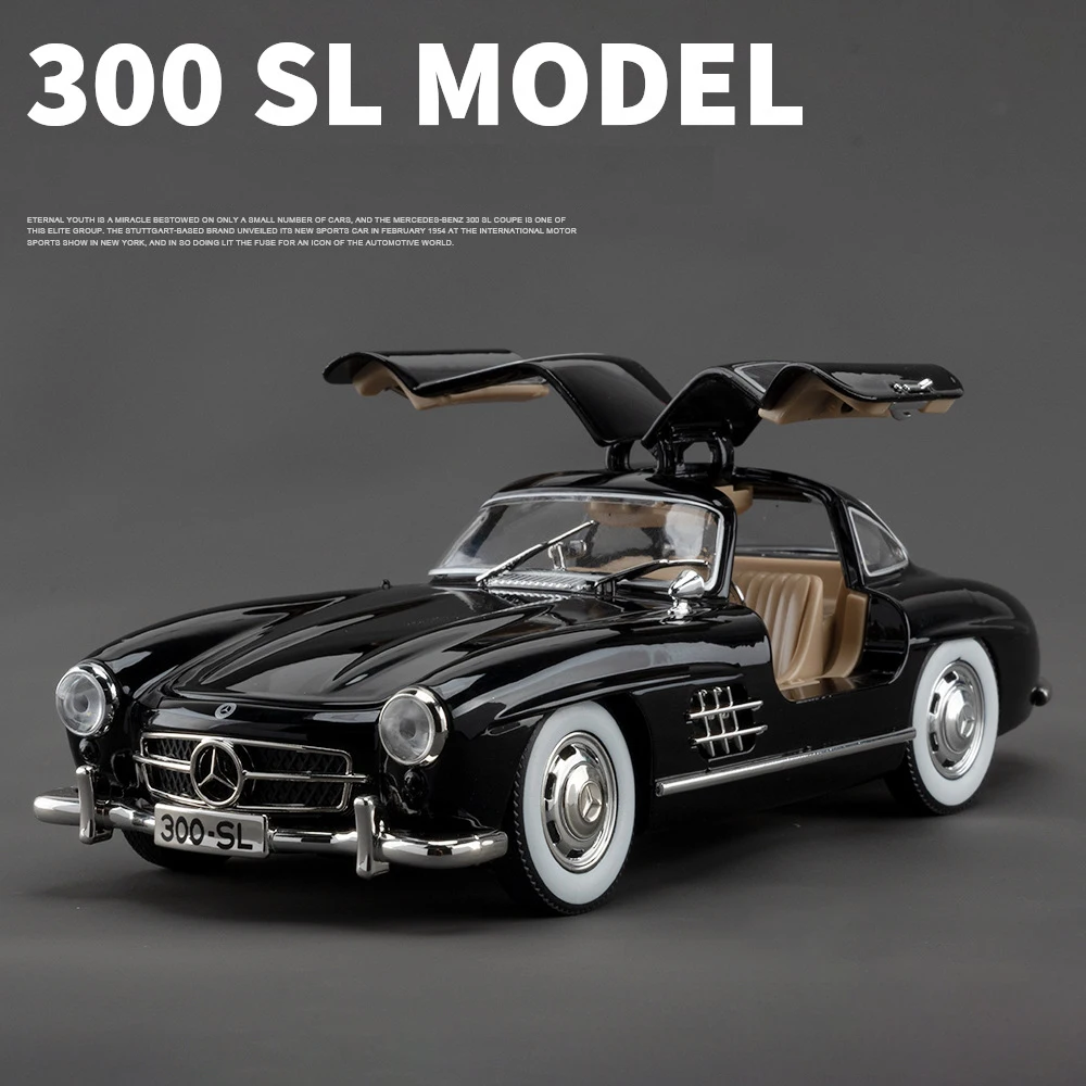 (negro) Coche De Juguete A Escala 1:24 De Metal Fundido A Presión Con Efectos De Sonido Y Luz.