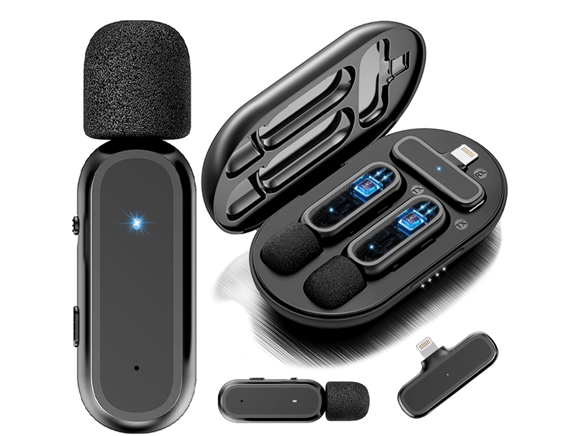 Micrófonos Inalámbricos Para Iphone Ipad/Estuche De Carga Con Clip En Micrófono De Solapa CHRUI