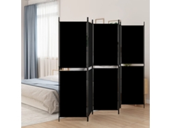 Biombo Divisor | Biombo Separador | Separador De Ambientes De 5 Paneles De Tela Negro 250x180 Cm