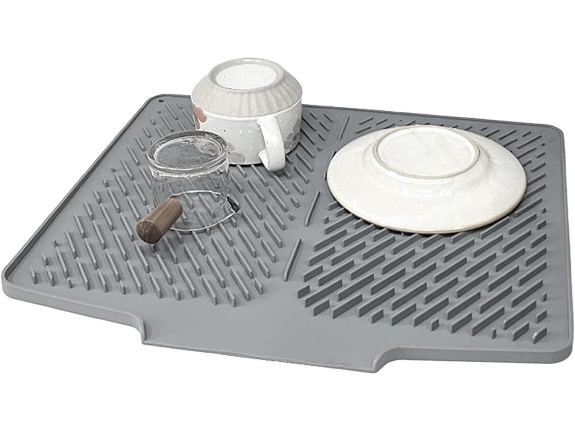 Alfombrilla Escurridora De Platos Juego Cocina Antideslizante Con Borde Escurridor Protector Encimera Antisalpicaduras