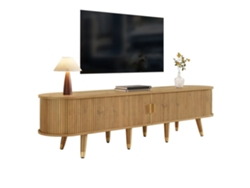 Mueble Tv 160x40 Cm - Con Puertas Correderas, Soporte Tv, Diseño Único - Natural