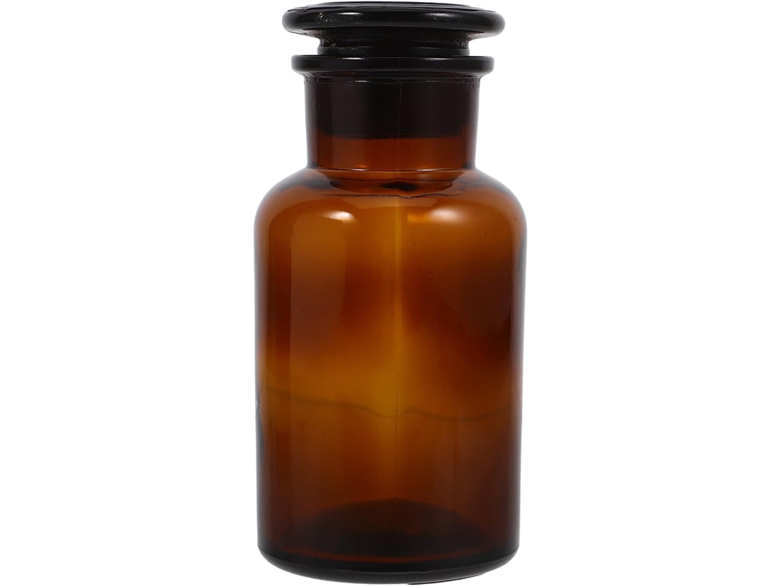 Frasco de vidrio ámbar de boca ancha de 250 ml con tapón de vidrio esmerilado para reactivo.