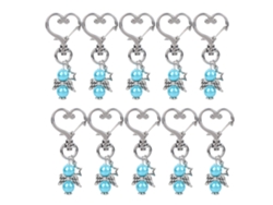 Llavero Corazón Azul Regalo Decoración Fiesta Boda 10 unidades
