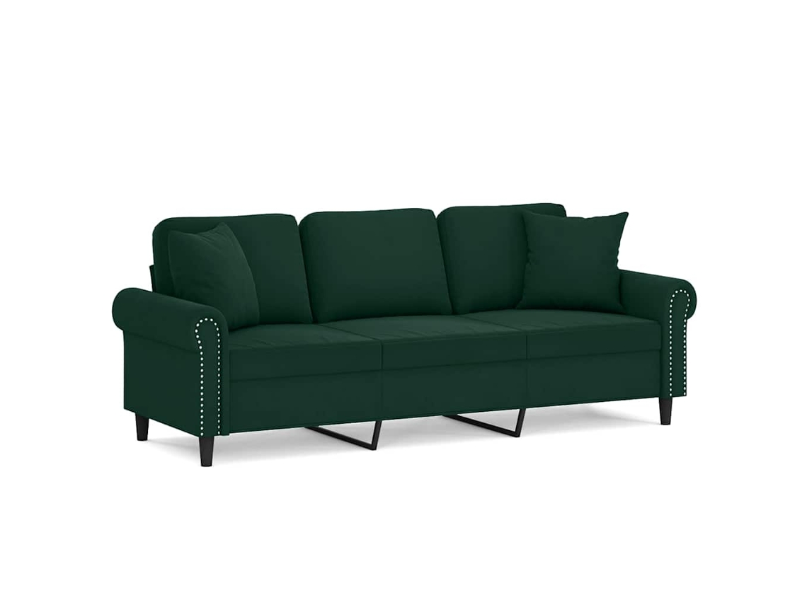 Maison Exclusive - Sofá De 3 Plazas Con Cojines Terciopelo Verde Oscuro 180 Cm