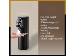 Dispensador de jabón automático MDUG con pantalla LED recargable y 5 velocidades ajustables (espuma negra)