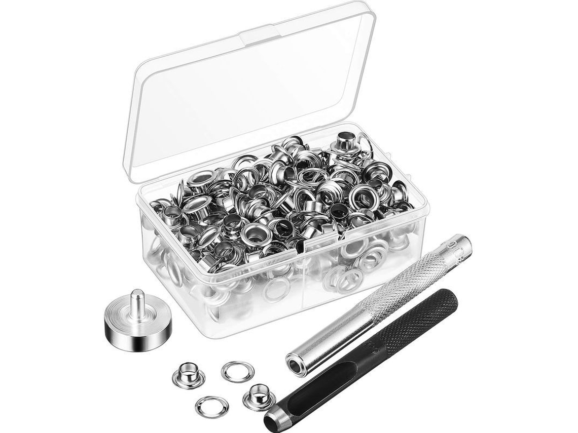 Kit De Herramientas Para Ojales Con 100 Piezas Y Caja De Almacenamiento Diámetro Interior 6mm