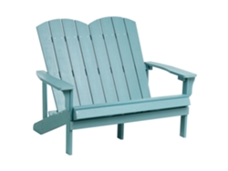 Banco de jardín Adirondack Beliani de plástico y madera azul, 125 x 73 x 91 cm