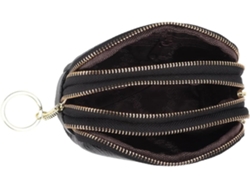Cartera Ciieeo De Gran Capacidad De Piel De Vacuno Negra Con Llavero Y Bolsillo Con Cremallera.