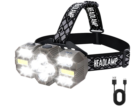 BISBISOUS Tg-Td201 Linterna Frontal Led Recargable 22.000 Lúmenes Modo Faro Impermeable 8 2 Negro