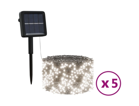 vidaXL Tiras de luces solares LED 5 uds blanco frío interior/exterior
