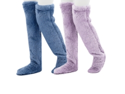 2 pares de calcetines hasta la rodilla, calcetines altos y cálidos para el invierno, calentadores de piernas suaves y cálidos (azul-violeta) Cuich