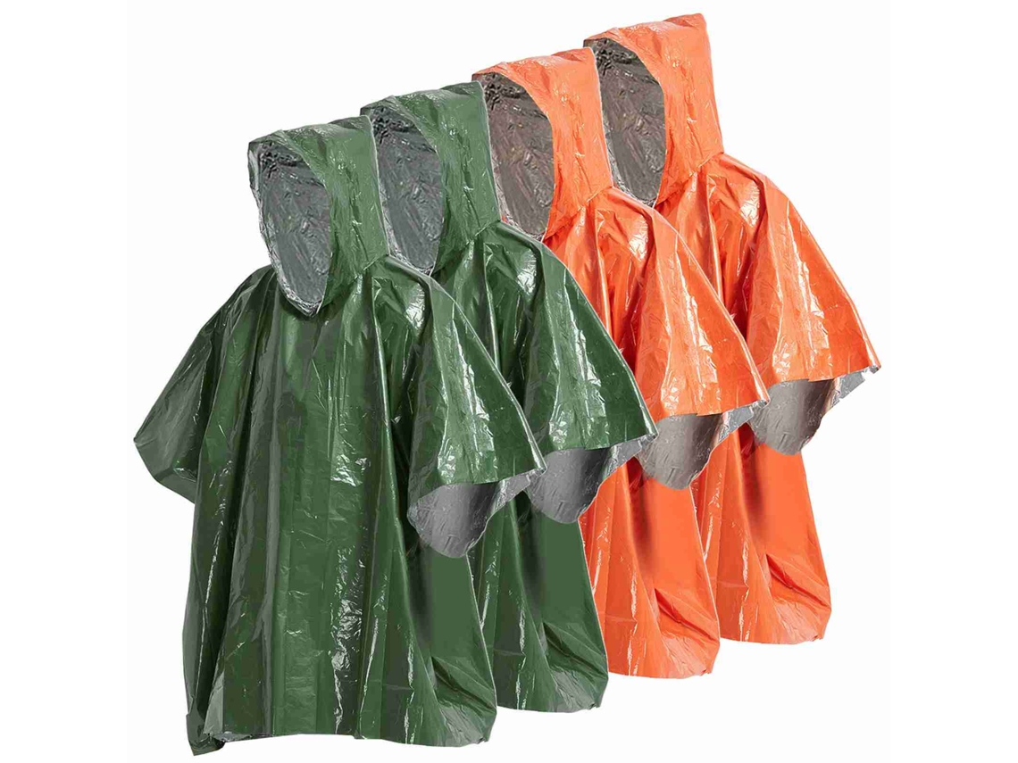 Paquete De 4 Ponchos De Emergencia Para La Lluvia, Manta Térmica Resistente A La Intemperie, Equipo De Camping, Equipo De Supervivencia Al Aire Libre