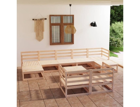 Conjunto 10 de muebles de jardín VIDAXL madera maciza de pino