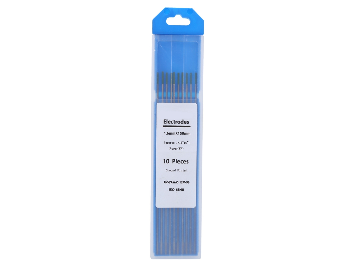 10 Peças De Eletrodos De Tungstênio Para Soldagem Tig Com Arco De Argônio, Agulha Pura, Cabeça Verde Wp, 1.6mmx150mm