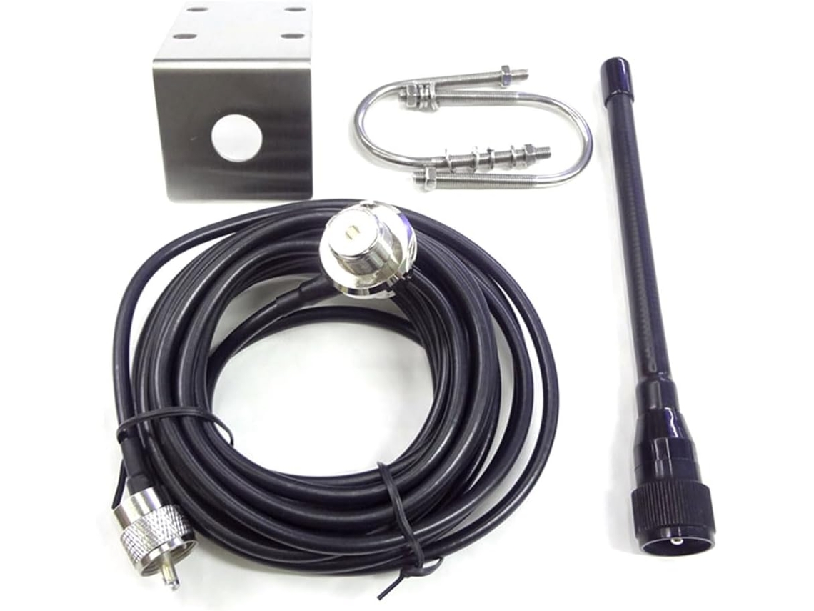 Antena Marina Vhf De 156-163 Mhz En Goma Impermeable Con Cable Rg-58 De 5 M Para Barcos Y Veleros.