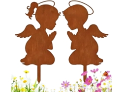 Postes Decorativos Para Jardín, Divertida Decoración De Hierro Para Niños Y Niñas, 2 Piezas, Esculturas De Postes De