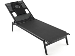 Tumbona Jardin Exterior, Respaldo Ajustable de 5 Posiciones, Tumbonas Piscina con Agujero para Cara y Almohadas para Cabeza Desmontables, Tumbona Playa Patio Terraza, Carga 150kg COSTWAY