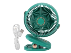 Ventilador De Mesa Con Pinza, 3 Velocidades, Diseño Seguro, Portátil, Compacto, Verde.