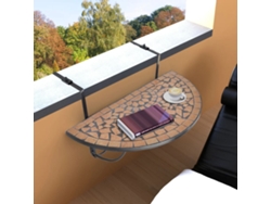 Mesa de jardín LOVELY HOME para balcón suspendida con mosaico en terracota (76 x 56 x 64 cm)