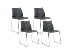 Conjunto de 4 cadeiras de refeição sem apoio de braços BELIANI Hartley de Polipropileno Cinzento 50x50x82