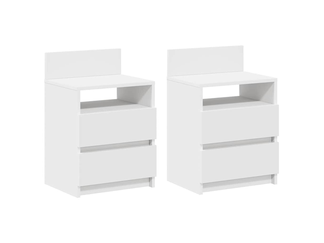 Maison Exclusive - Mesitas De Noche (2 Unidades) Con 2 Cajones, Color Blanco, 40x33x60 Cm