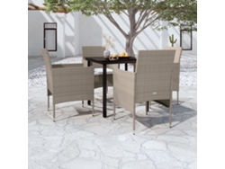 Conjunto 5 Peças Jantar P/ Jardim C/ Almofadões Bege E Preto Dkd Home Decor
