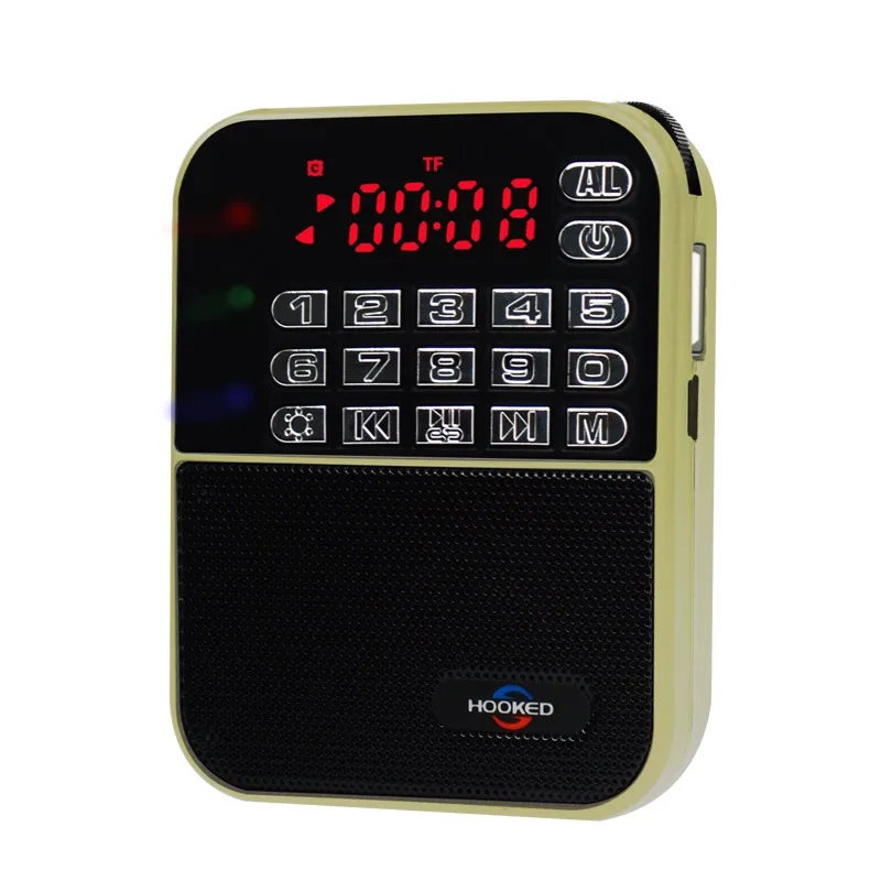 (Dorado) Radio de bolsillo con graves potentes, Bluetooth, radio AM/FM y otras funciones, batería de 2000 mAh.