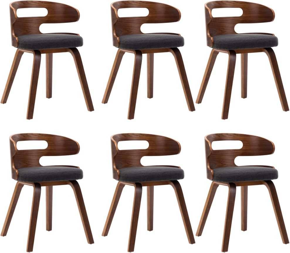 Conjunto 6 Sillas de Comedor VIDAXL (Gris - Tela - 48 x 49 x 68 cm)