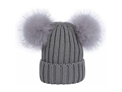 Gorro De Lana De Invierno Para Mujer, Estilo Coreano, Con Dos Pompones De Pelo, Detalles Desmontables, Pvj