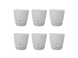 6 macetas vacías de plástico ligero para jardín, color blanco