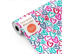 Rollo Papel Regalo Corazones 31cm X 80m Bobina Resistente San Valentín Bodas - Fp Fiesta Paper