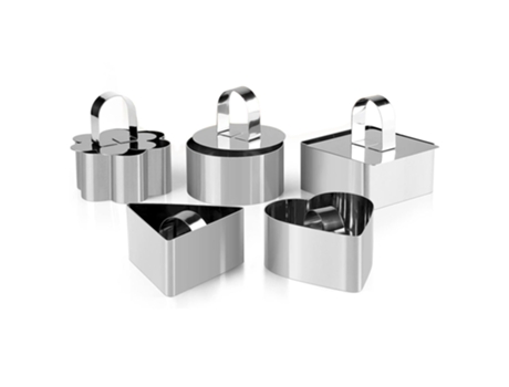 Paquete de 5 anillos para tartas, acero inoxidable, 3 x 3 pulgadas, molde cuadrado para mousse de postre con anillos de cocina empujadores y elevad...